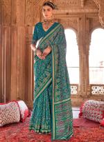 Georgette Teal Traditional Wear Printed Saree